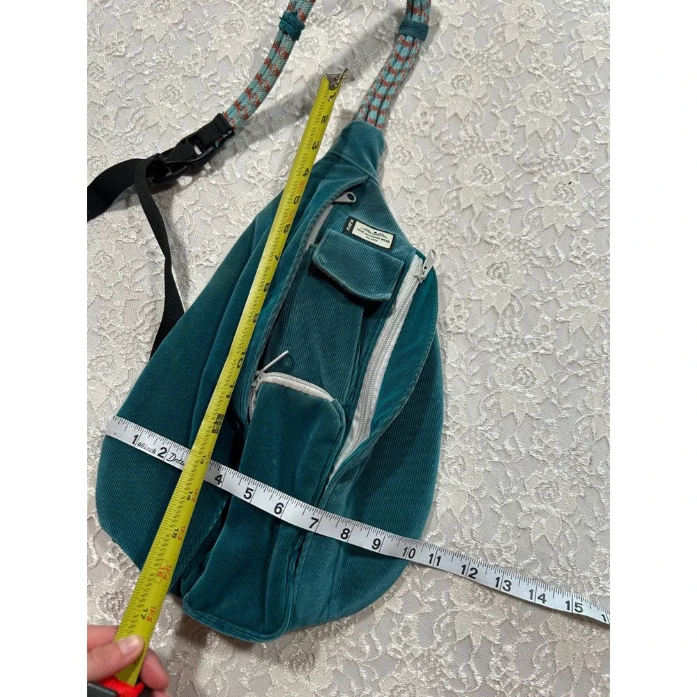 KAVU Teal Corduroy Sling Rope Crossbody Backpack Hiking Gorpcore Utility